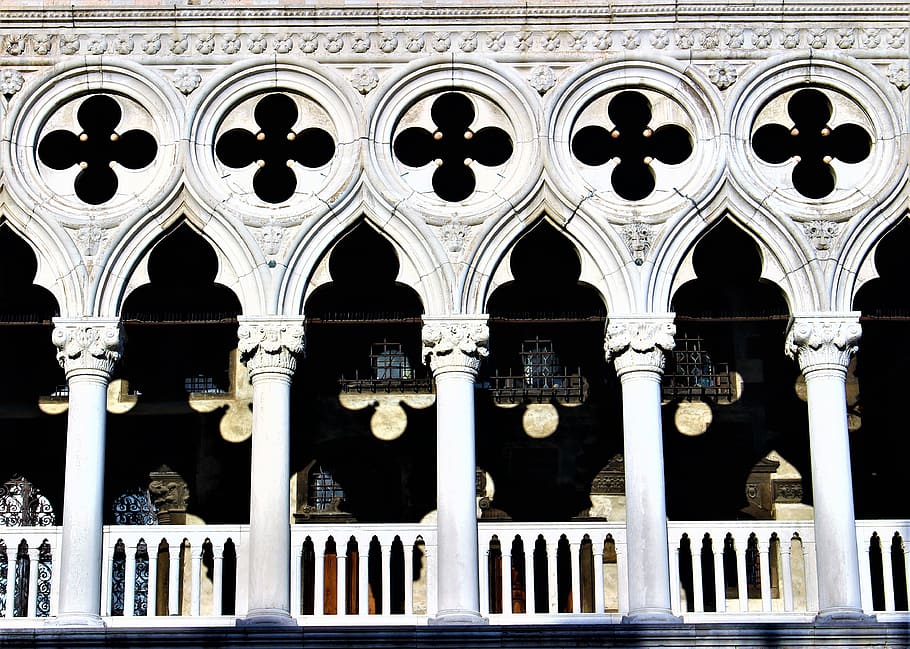 venice, italy, the doge's palace, architecture, facade, window, HD wallpaper