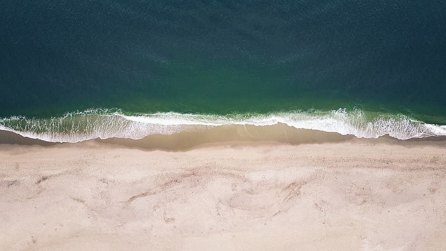 aerial photography of coast, aerial view of ocean wave, beach HD wallpaper