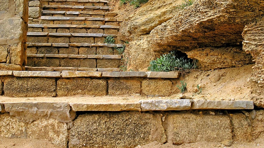 Ladder, Stone, Ascend, Architecture, empedrado, wall, old building HD wallpaper