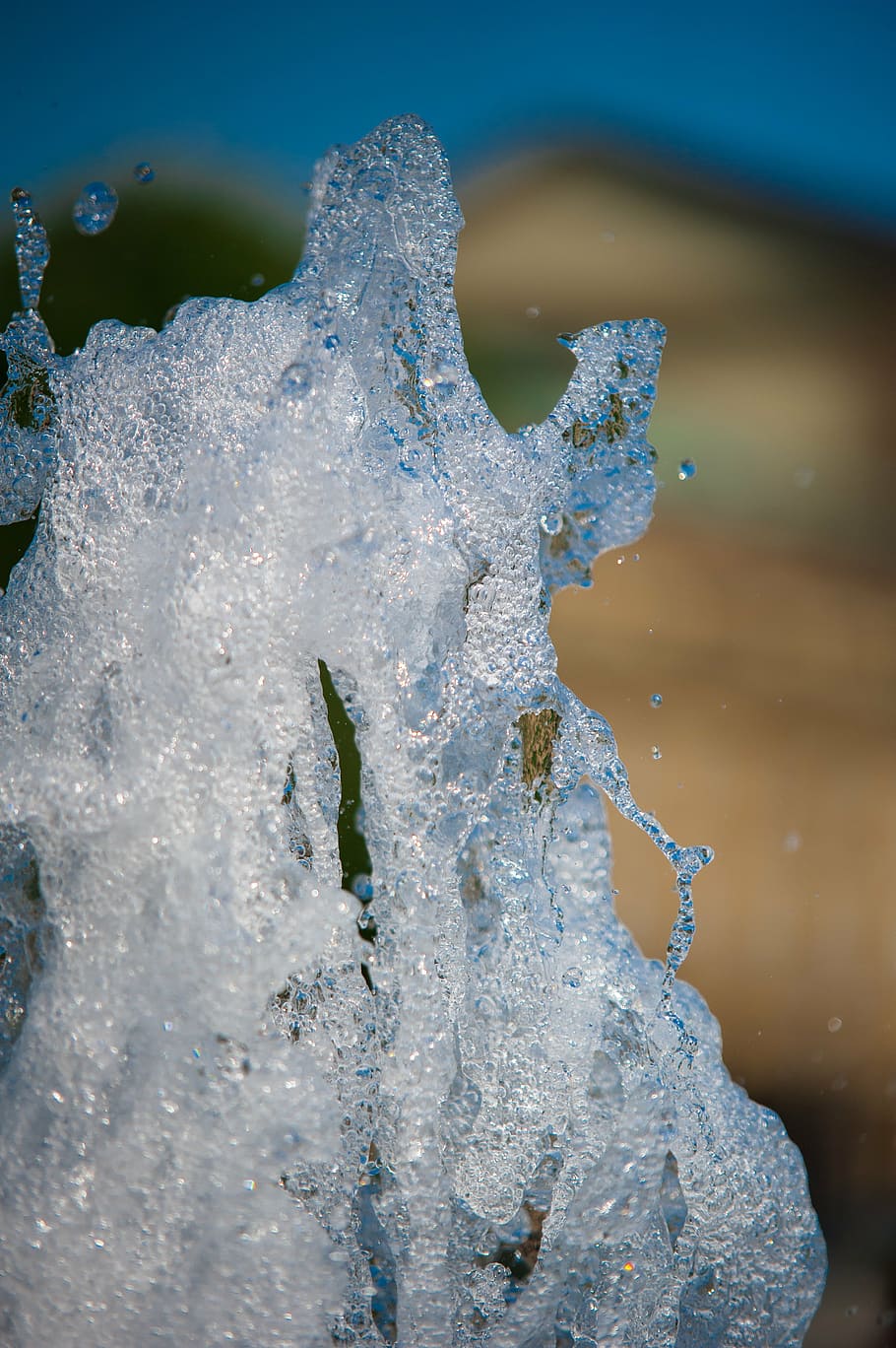 fountain, water, bubble, wet, inject, water jet, drop, splashing HD wallpaper
