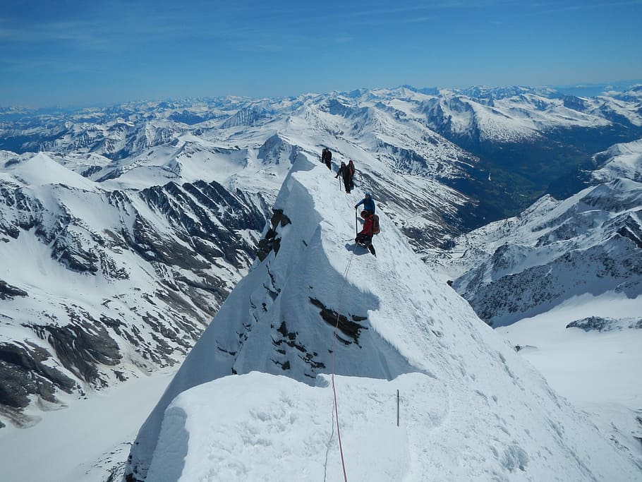 grossglockner, winter, small glockner, glacier, ridge, snow HD wallpaper