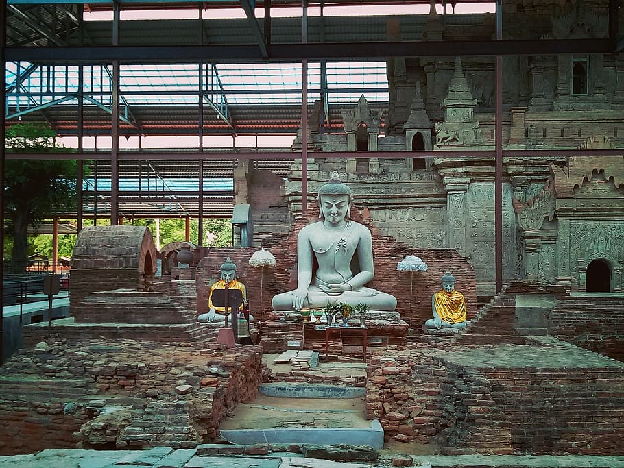 buddha, old, myanmar, buddhism, asia, statue, religion, spirituality HD wallpaper