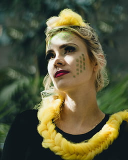 woman wearing black top, woman wearing black top with yellow hair HD wallpaper