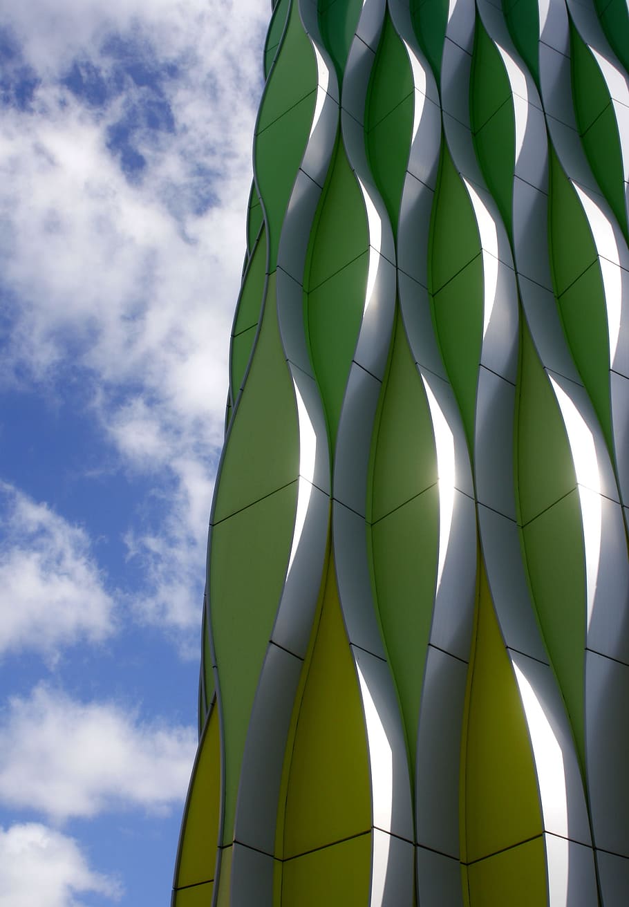 clouds, architecture, building, city, air, facade, low angle view HD wallpaper