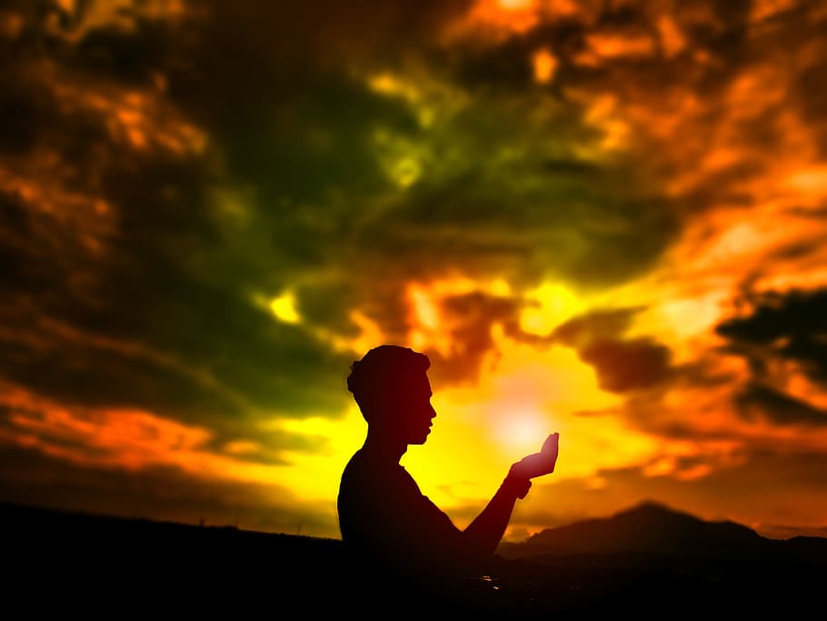 sunset, beautiful, enjoy, silhouette, cloud - sky, orange color HD wallpaper
