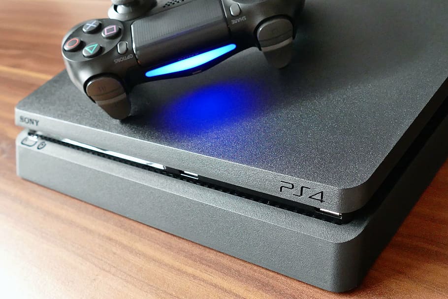 HD wallpaper: Sony PS4 slim console with controller, playstation,  playstation 4 | Wallpaper Flare