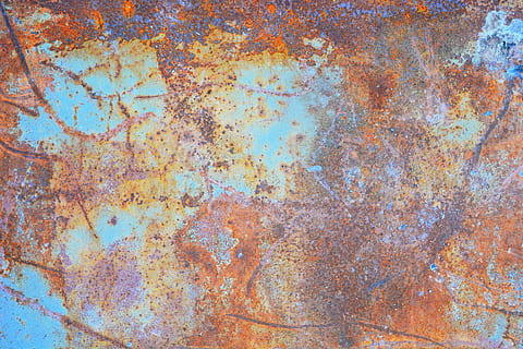 brown and teal rusted steel surface, Metal, Paint, Texture HD wallpaper