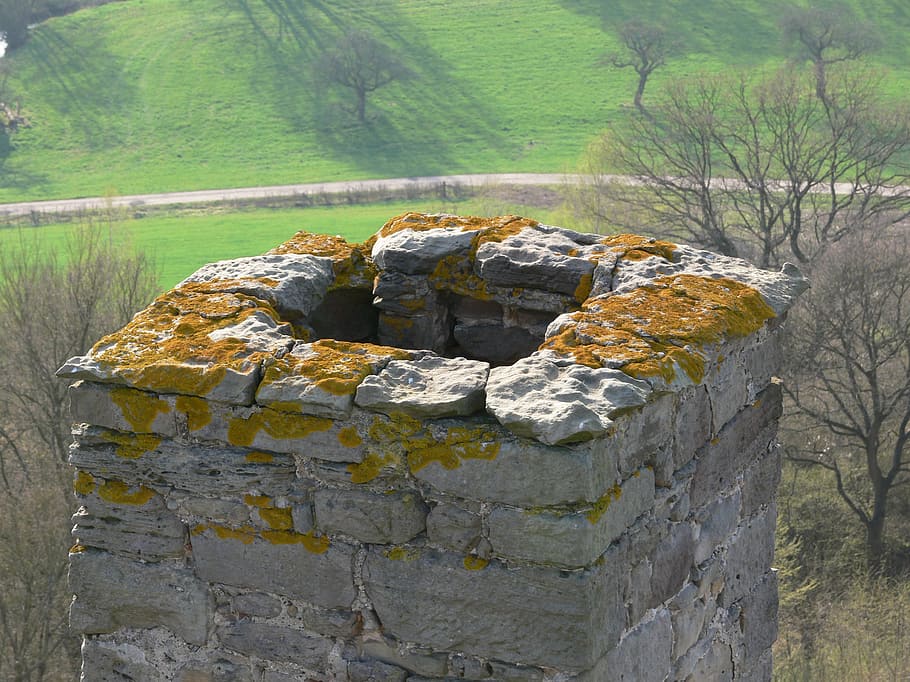 fireplace, old, close, overgrown, moss, smoke, heat, home, tower HD wallpaper