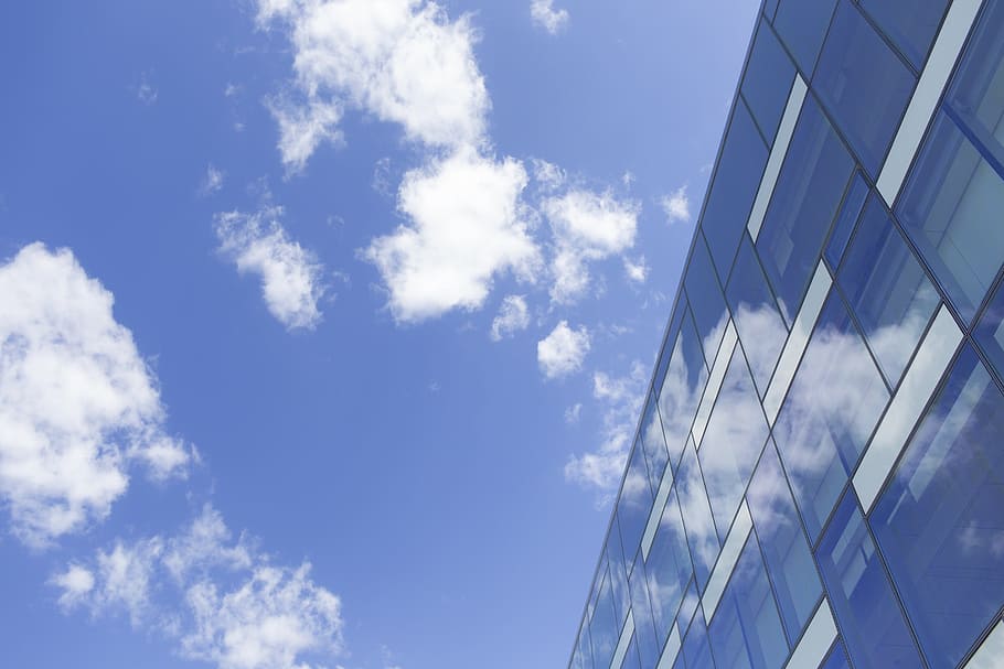 low angle view of high-rise building, window panes, windows HD wallpaper