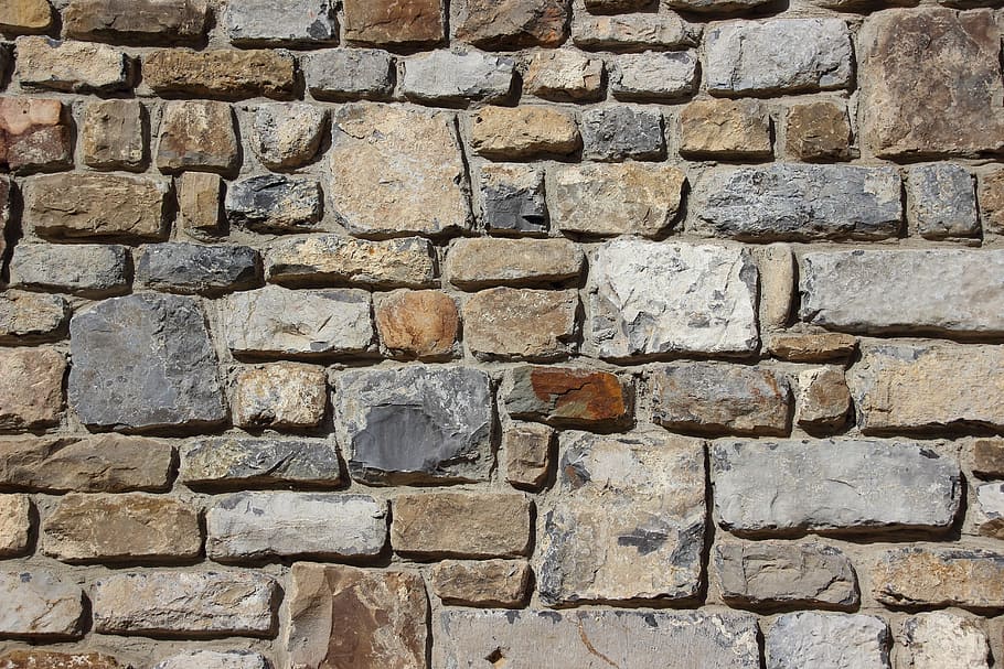 brown and gray irregular pattern bricked wall, stones, background, HD wallpaper