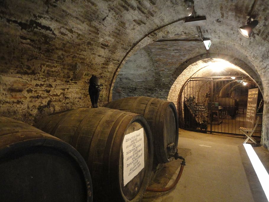 cellar, barrel, wine barrel, wooden barrels, stock, underground