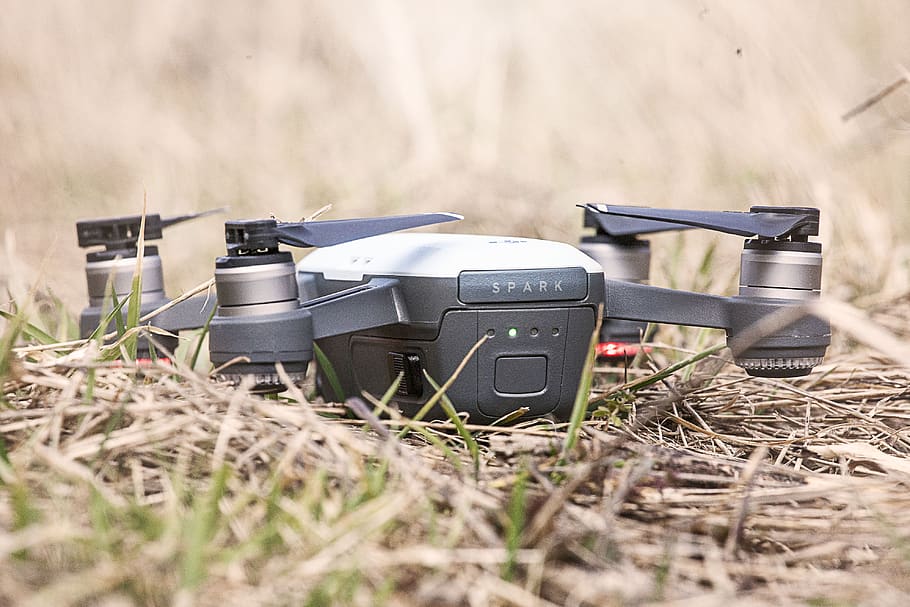 drone, spark, fly, fun, toy, grass, technology, land, arts culture and entertainment HD wallpaper