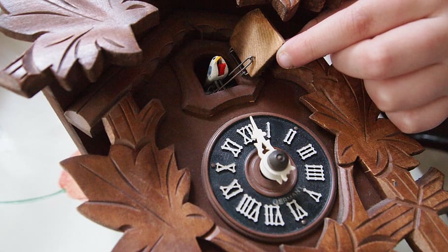 brown wooden clock, time, pointers, clocks, old clock, design, HD wallpaper