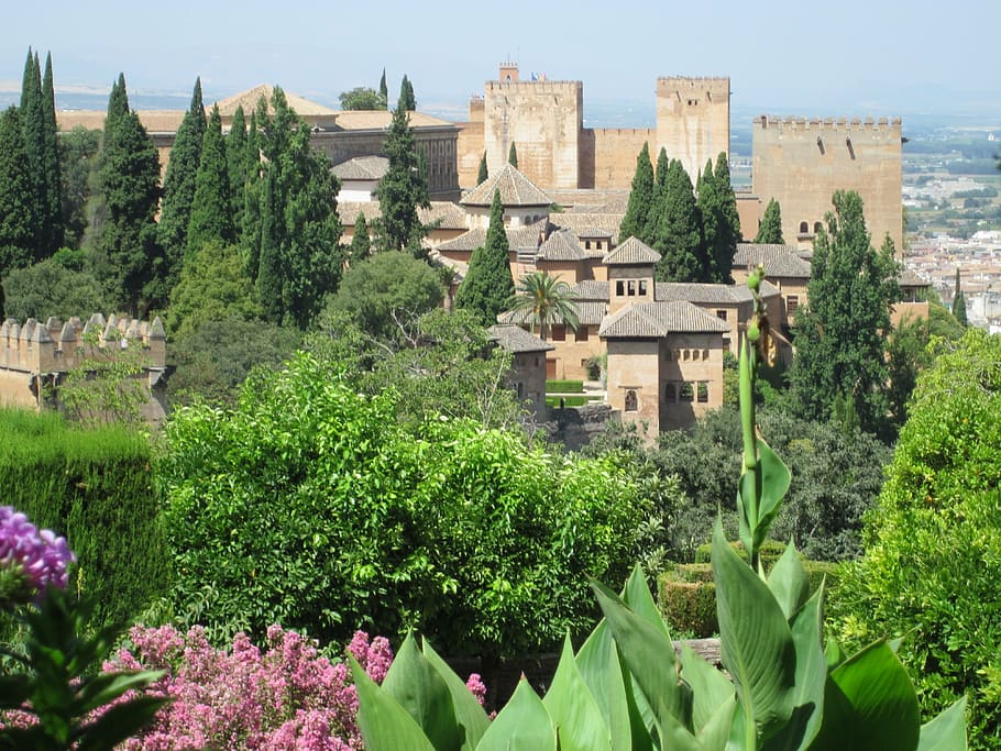 alhambra, granada, building, old, architecture, islamic, world heritage HD wallpaper