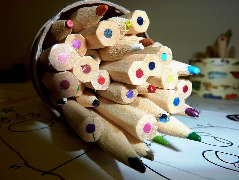 pens, colored pencils, paint, colour pencils, colorful, draw, HD wallpaper