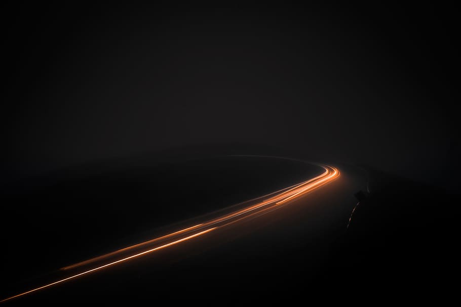 dark, road, light, light trail, motion, illuminated, night HD wallpaper