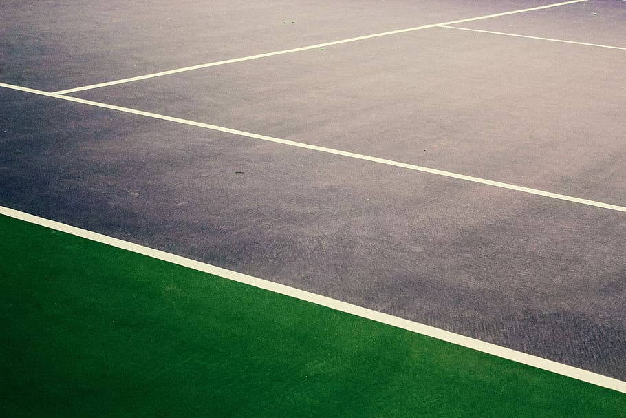 photo of gray and green court, lines, white line, pitch, sport, HD wallpaper