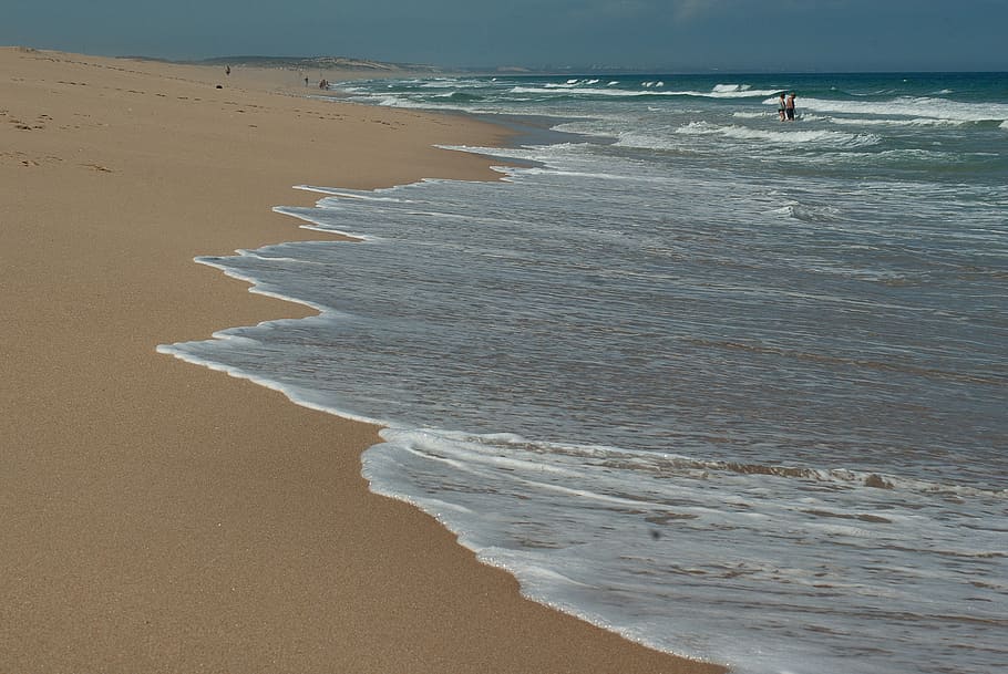 atlantic ocean, beach, tide, waves, scum, sea, water, land HD wallpaper