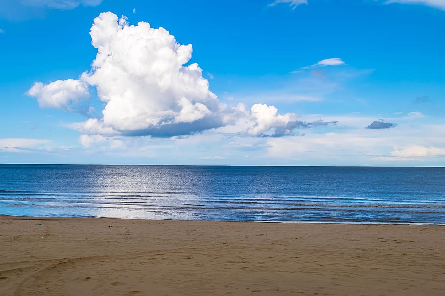 seashore during day time, cloud, beach, ocean, water, vacation, HD wallpaper