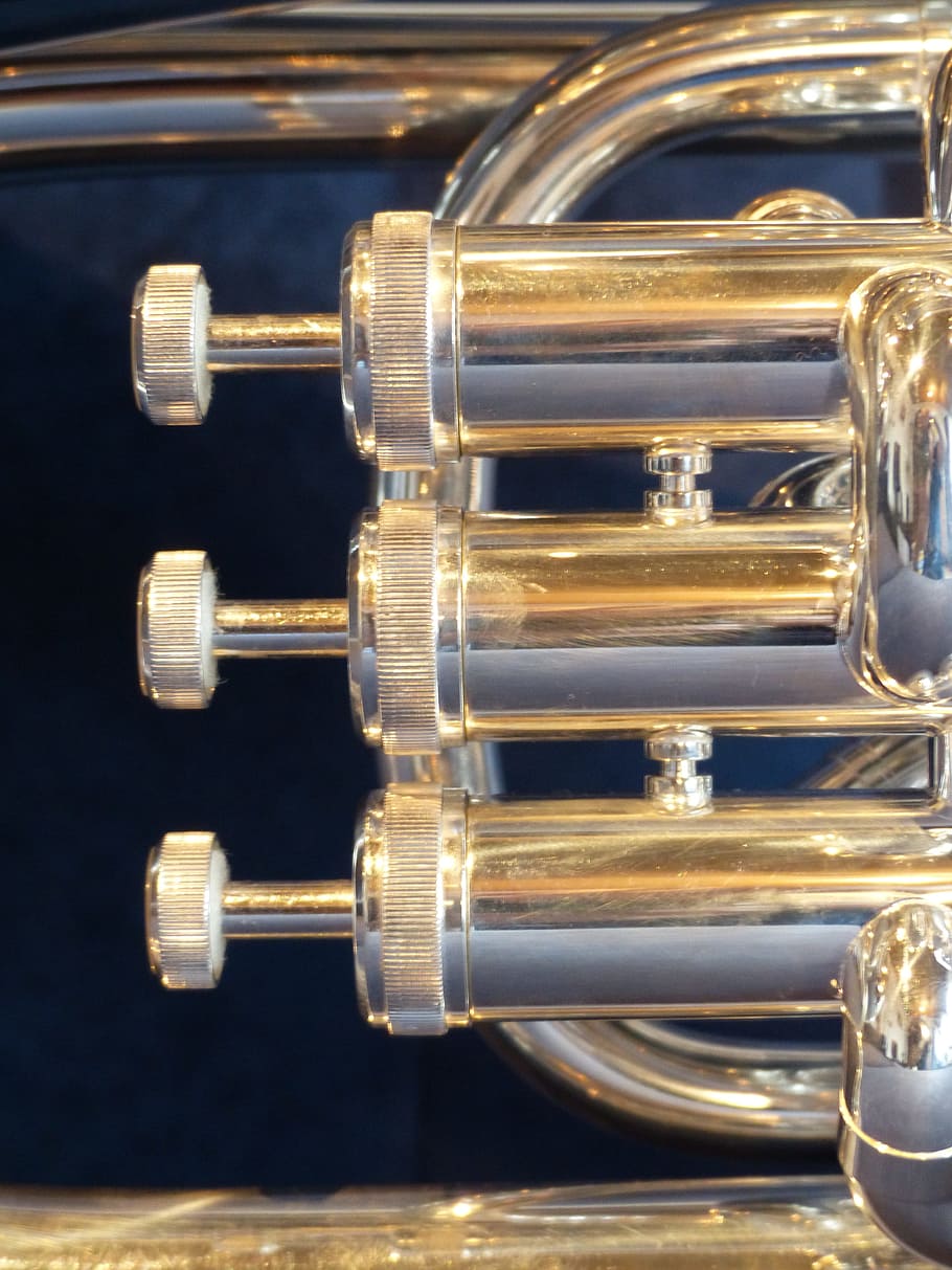 brass-colored wind instrument mouthpiece, euphonium, brass instrument, HD wallpaper