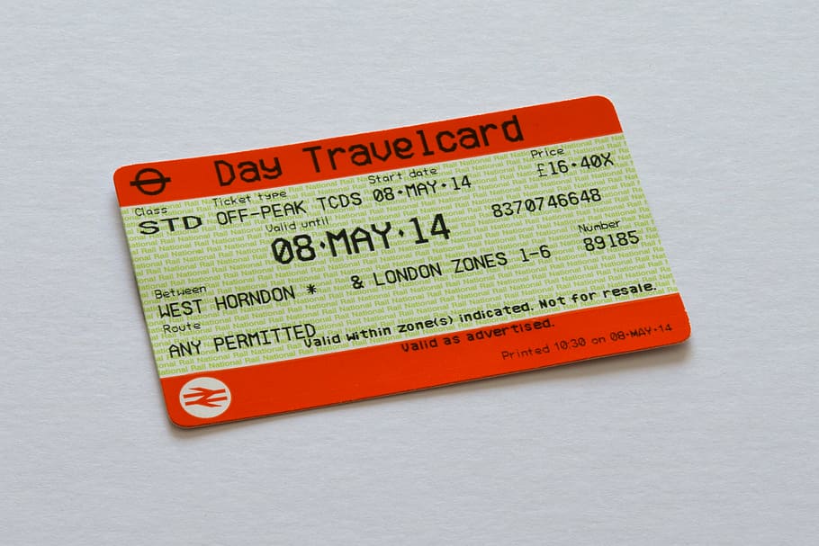 Day Travelcard on white surface, ticket, london, underground