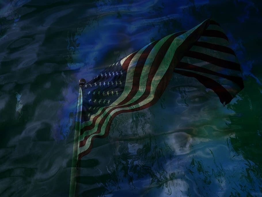 flag usa, reflection, water, spirits, pearl habor, sea, nature HD wallpaper