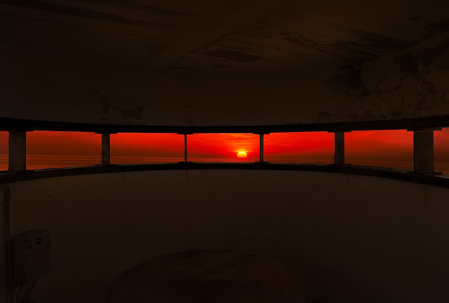 photo of sunset, view, perspective, abendstimmung, sky, dusk HD wallpaper