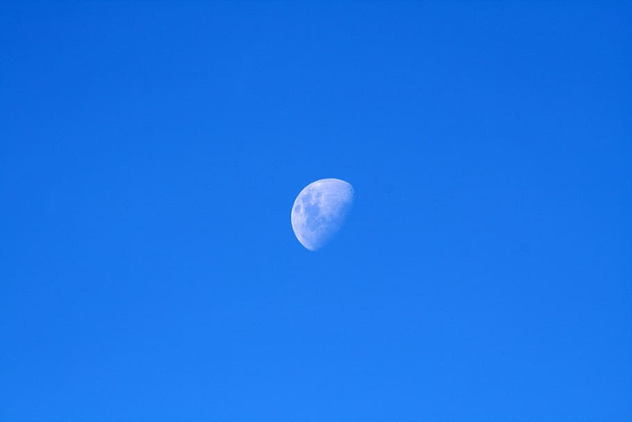 Moon, Nature, Planet, Cosmos, sky, half, astronomy, cloudless HD wallpaper