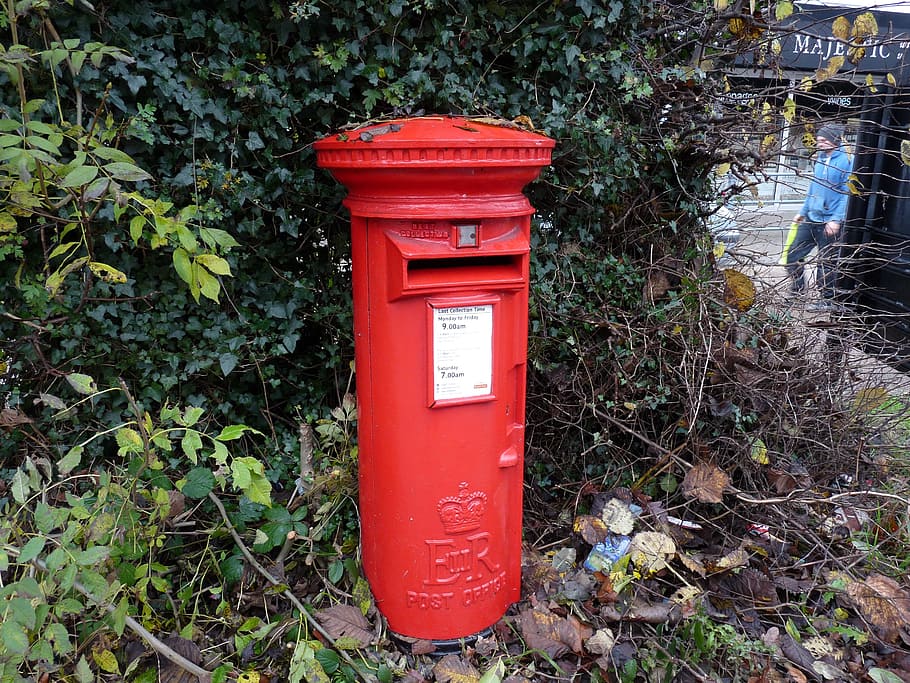 post box, red, english, mail, british, letterbox, england, old