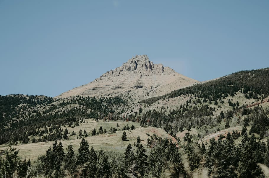 low angle view of mountain under sky, gray mountain during daytime HD wallpaper