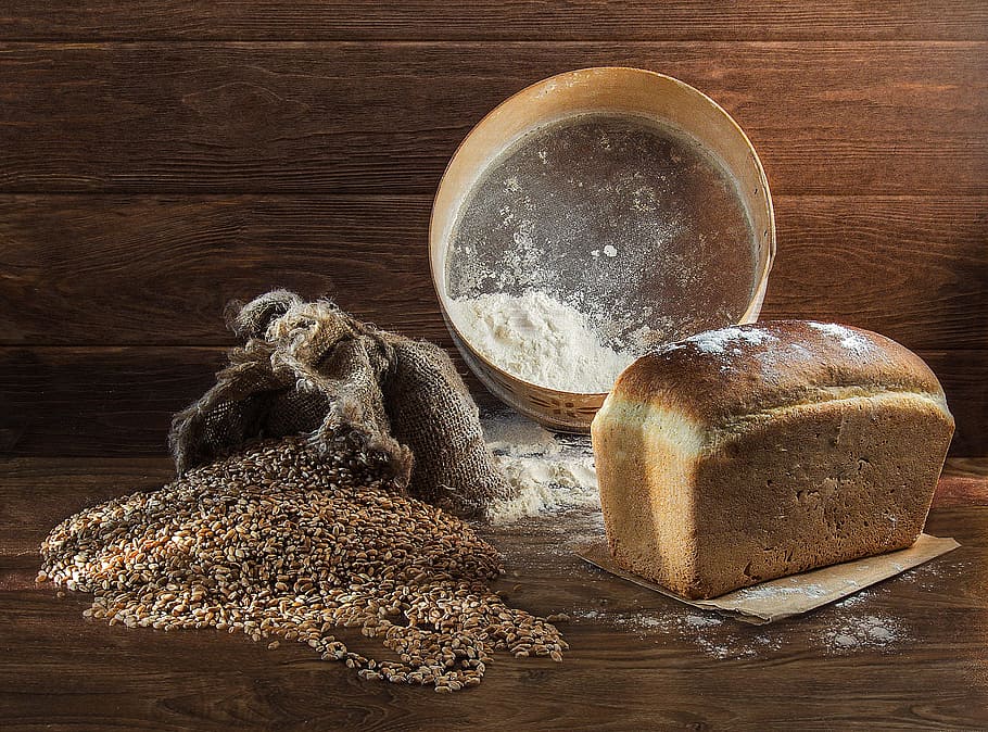 Still Life, Wheat, Flour, Bread, food and drink, wood - material HD wallpaper