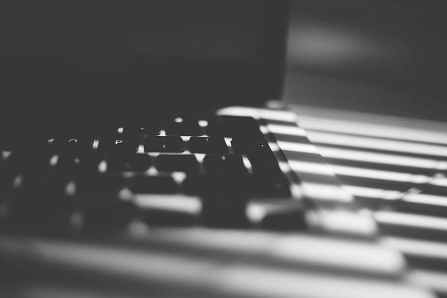 MacBook Black White Shadows, technology, computer Keyboard, internet HD wallpaper