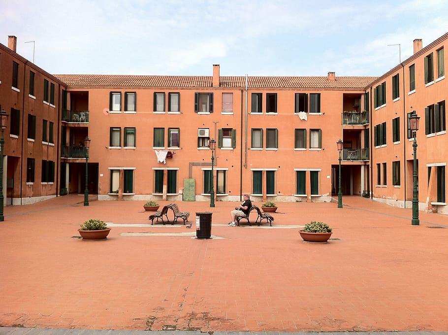 Murano, Home, Facade, Courtyard, red, italy, veneto, city, architecture HD wallpaper