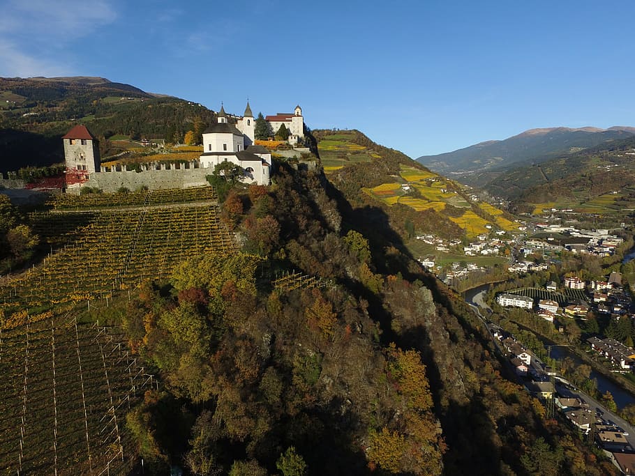monastery, saeben, klausen chiusa, south tyrol, eisacktal, architecture, HD wallpaper