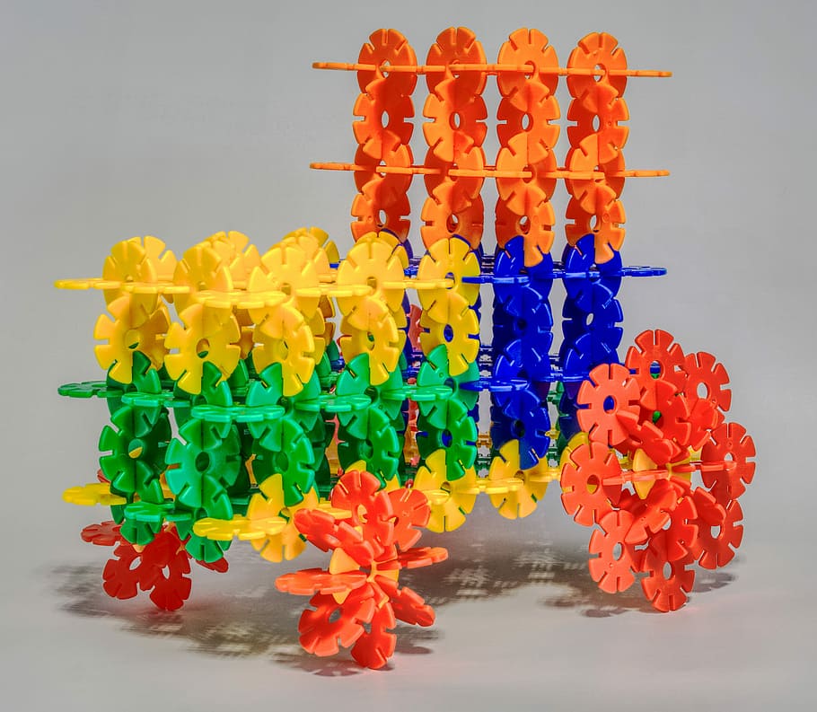 plug flower, tractor, art, connector system, insert, toys, colorful HD wallpaper