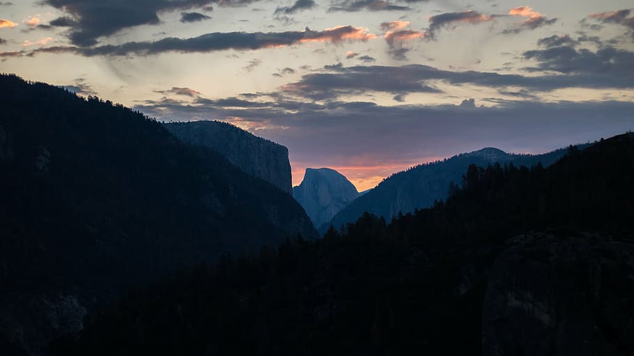 dawn, dusk, landscape, mountain, nature, outdoors, scenic, silhouette HD wallpaper