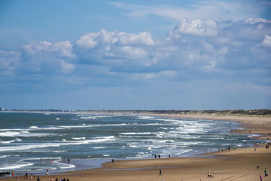 Beach, Sea, Clouds, water, shore, nature, horizon over water HD wallpaper