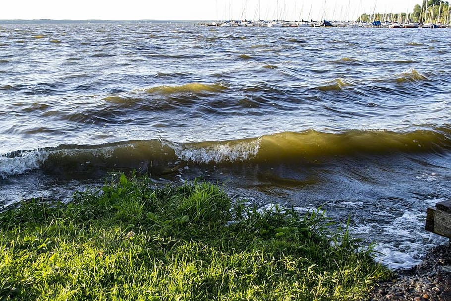 water, wave, wind, lake, nature, beauty in nature, sea, land HD wallpaper
