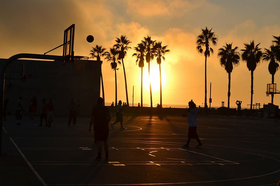 wallpaper basketball court sunset