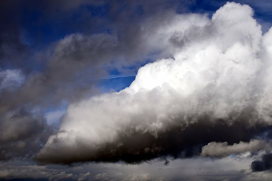 cloud, thundercloud, sky, blue, dark clouds, forward, weather HD wallpaper