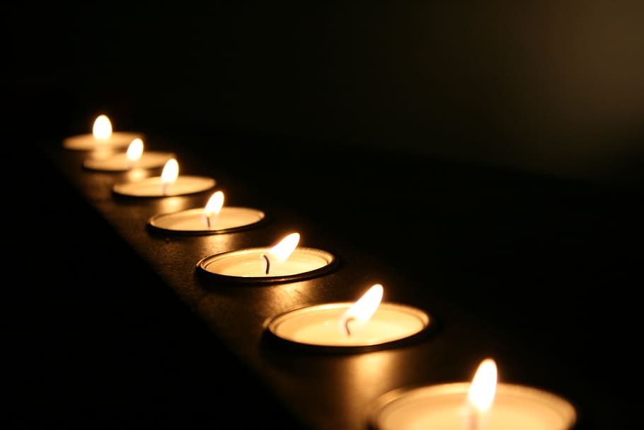 white pillar candles, light, fire, candlelight, atmosphere HD wallpaper