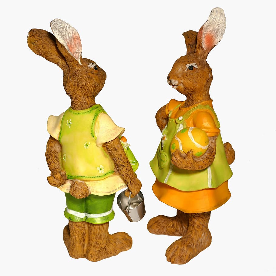 easter bunny, easter figures, easter decoration, holiday, hare HD wallpaper