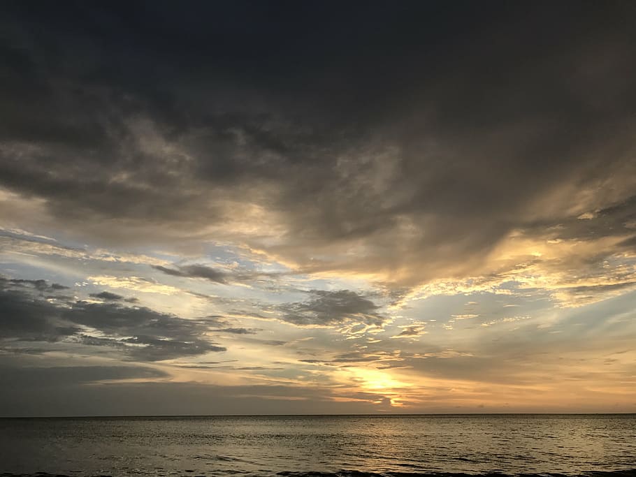 beach, sunset, sabah, sea, dramatic sky, nature, scenics, cloud - sky HD wallpaper