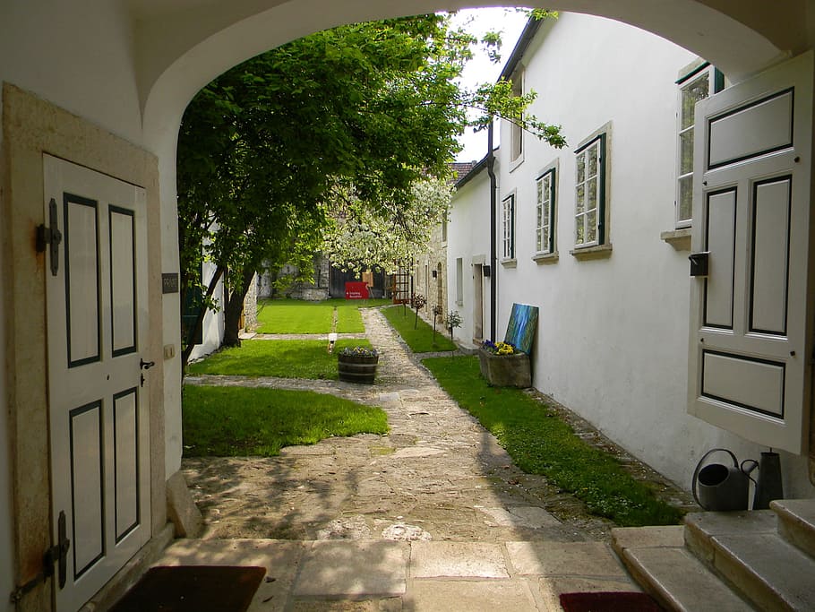 hof, courtyard, gateway, architecture, built structure, building exterior HD wallpaper