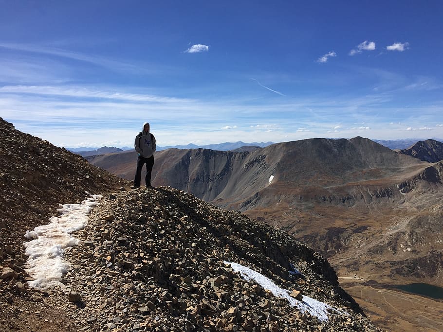 hiking, conquer, mountain, mountain top, confidence, accomplishment HD wallpaper