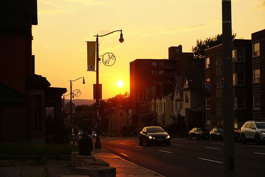 Evening, City, Sunset, street, car, city street, traffic, city life HD wallpaper