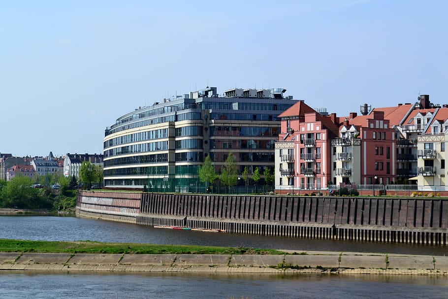 river, building, poland, architecture, built structure, building exterior HD wallpaper
