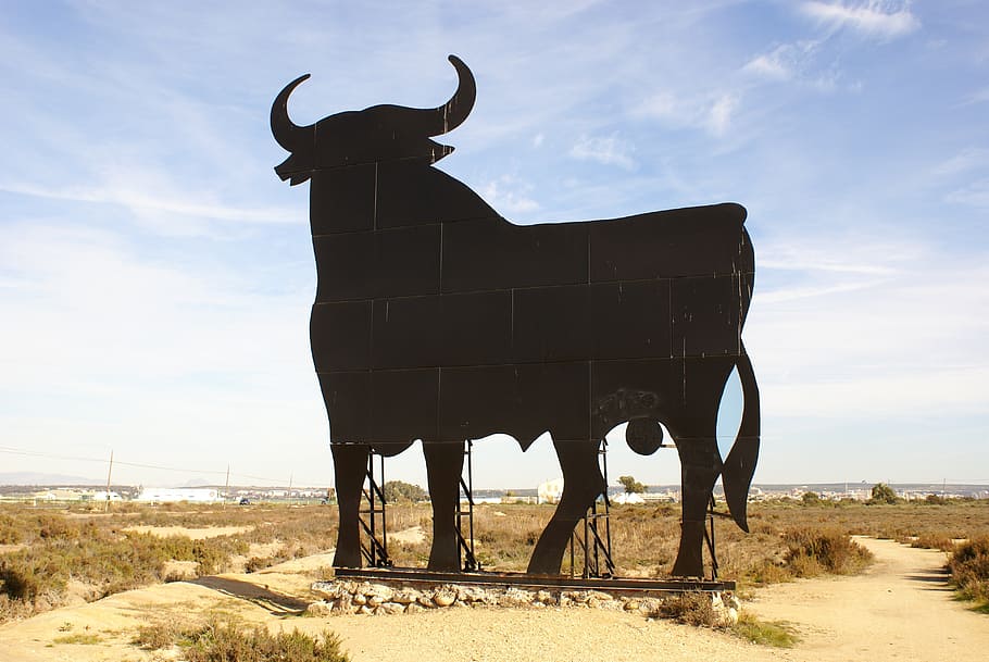 el toro de osborne, spain, bull, animal, icon, national, emblem, HD wallpaper
