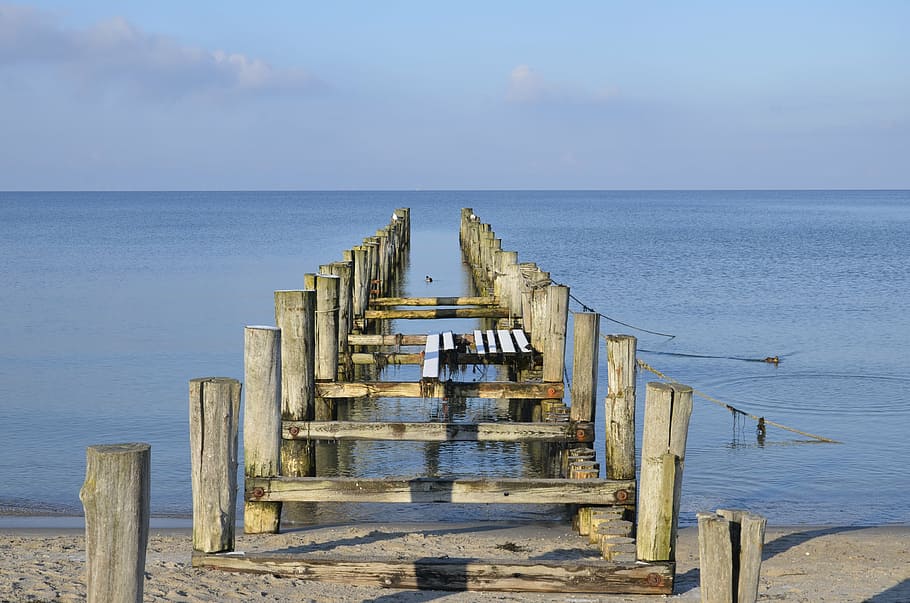zingst, baltic sea, beach, darß, sunset, water, thatched roof HD wallpaper