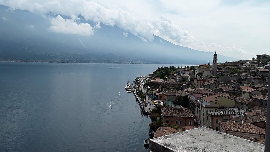 Garda, Limone, Clouds, Sky, Lake, water, day, sea, outdoors HD wallpaper